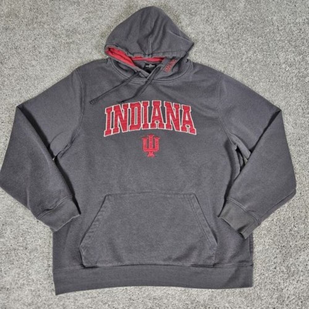 Colosseum IU Indiana University Hoodie Men's XL Gray Hoosiers Embroidered